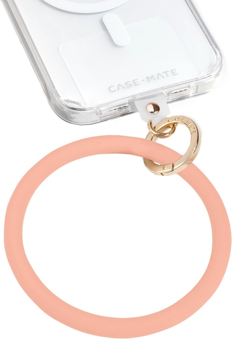 Casemate Phone Charm Bangle Bracelet - Detachable Wristlet Keychain for Women - Hands-Free iPhone Wrist Strap with Tether Tab - Key Ring Bracelet for Galaxy, Pixel and Phone Cases - Peach - Image 1